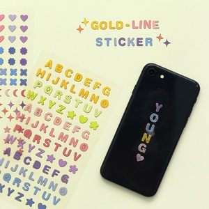 Adesivi Fai-da-Te per Album Fotografici con Bordi Dorati, Lettere e Numeri, Cuori, <span class=keywords><strong>Stelle</strong></span>, Motivi Geometrici, Decorazioni per Diari in Carta - Product Image 3