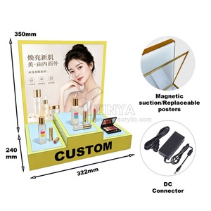 Support d'affichage cosmétique en acrylique personnalisé en gros avec éclairage LED pour parfum, étagère de présentation de maquillage durable à 2 niveaux - Product Image 5