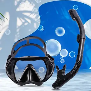 Masque de plongée avec tuba personnalisé Équipement de plongée sous-marine Équipement de plongée professionnel pour adultes Ensemble masque de plongée avec tuba en silicone