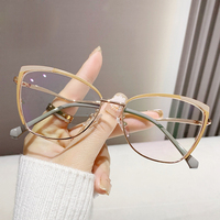 MK24070101 Nuevo Diseño de Moda, Monturas Ópticas Metálicas Estilo Ojo de Gato para Mujer, Lentes Transparentes con Filtro de Luz Azul, Gafas