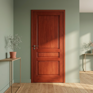 Puerta Interior Moderna de Madera Sólida Golden Aero, Diseño de Panel con Acabado Rojo, Operación Manual GA-05S para Dormitorio, Apartamento, Villa - Product Image 1