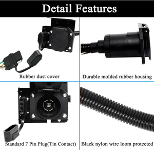 Oem 4way phẳng để 7way Vòng lưỡi và <span class=keywords><strong>4</strong></span> cách <span class=keywords><strong>Trailer</strong></span> dây nịt Adapter 7pin <span class=keywords><strong>Trailer</strong></span> ổ cắm kết nối với gắn khung - Product Image 3