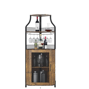 Wholesale Industrial <b>Corner</b> <b>Bar</b> Cabinet | Rustic Wood Liquor Storage Wine Rack Indian Supplier - Product Image 1