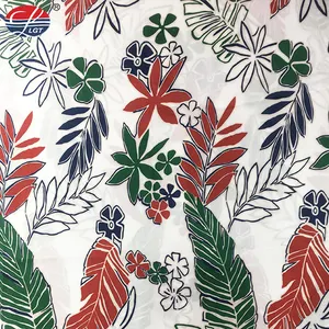 Customized Pure Cotton Printed Hand painted Palm Leaf Floral Hawaiian Shirt Dress Poplin Fabric