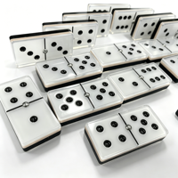 Jeu de dominos personnalisé à 2 couches en acrylique noir et blanc, double six, écologique, thème mode, avec plateau de jeu