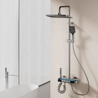 Système de douche de luxe pour la maison, mitigeurs thermostatiques gris anthracite, ensemble de douche à jet de pluie doux avec fonction pause pour hôtels, appartements et salles de bain