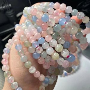 Pulsera de piedra morganita natural de 7-8mm de alta calidad al por mayor para mujeres y hombres - Product Image 3