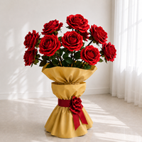 Bouquet de fleurs artificielles géantes rouges personnalisées, arrangement floral sur pied pour mariage, événement, décoration de vitrine
