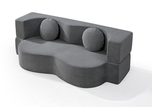 Sofá Seccional Convertible Personalizado <span class=keywords><strong>en</strong></span> Terciopelo Gris Carbón, Ideal para Villas, Parques y Escuelas, con Elevador, Cálido y Compacto para Recepción - Product Image 2