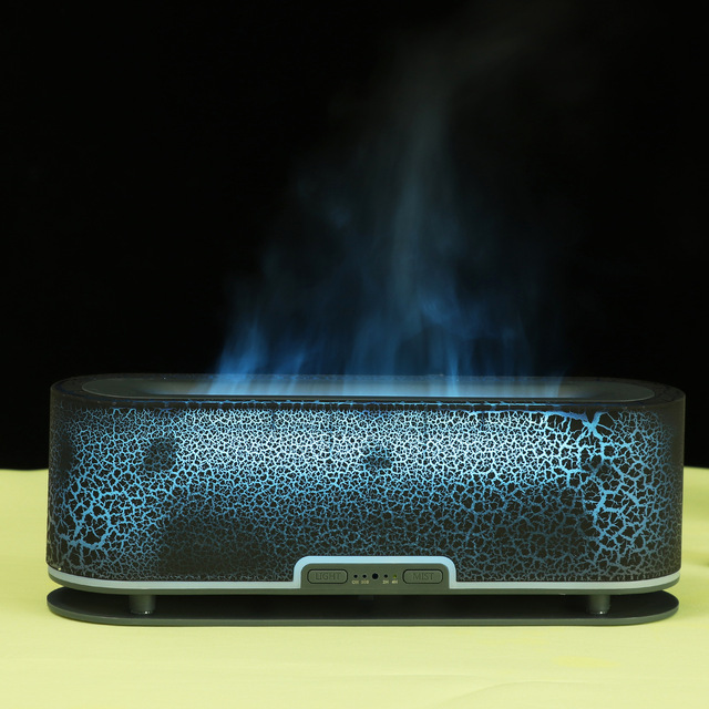 Aromatherapy Cracked Remote Control Essential Oil Diffuser, 3D Flame Bedroom Home Office Atmosphere Night Light Diffuser
