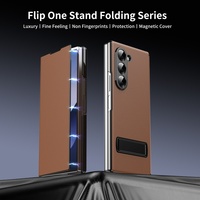 Étuis de téléphone portable en cuir PU avec électroplaqué avancé pour Samsung Z Fold 8 3 4 5 6 7 avec support à bande, coque rigide antichoc