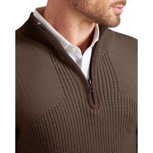 Pull-over personnalisé à fermeture éclair quart pour hommes col montant léger décontracté à manches longues tricoté solide pull anti-rides ODM pour l'automne - Product Image 2