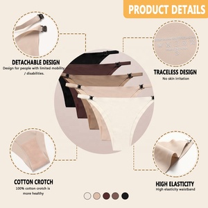 Culotte tanga taille basse sans couture invisible à découpe laser pour femme - Product Image 2