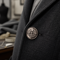 Kancing Logam Empat Mahkota Jahitan Tangan Model Sederhana untuk Mantel Wol, Jas, dan Trench Coat