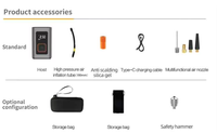 Nouvel article 2026 : Pompe électrique portable haute pression pour vélo, gonfleur extérieur pour pneus de vélo et de ballon, kit d'urgence