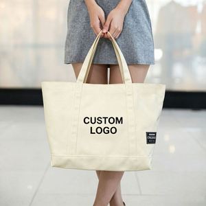 Custom Logo Plain <b>Large</b> Size Printed Eco Friendly Recycled Reusable Sublimation Shopping Tote Cotton <b>Canvas</b> Beach <b>Bag</b> - Product Image 1
