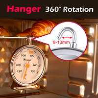 Termometer Oven Dial Besar Tanpa Baterai, Pengukur Suhu Oven Bahan Stainless Steel dengan Gantungan dan Penyangga untuk Memanggang & Memasak