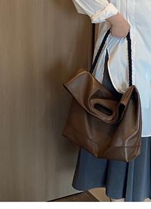 Bolso de <span class=keywords><strong>Mujer</strong></span> de Cuero Suave de Alta Calidad, Gran Capacidad, Diseño Simple, Bolso Tote de Hombro para Estudiantes - Product Image 6