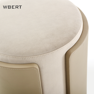 WBERT moderno italiano de lujo ocio Muse marrón muebles de cuero silla de madera maciza de haya para sala de estar balcón muebles - Product Image 4