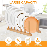 Égouttoir à vaisselle vertical en bambou pour assiettes, casseroles, couvercles, bols et tasses – Organisateur de placard de cuisine