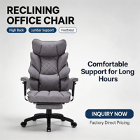Fauteuil de bureau exécutif contemporain à dossier haut en cuir PU, inclinable, pivotant, avec repose-pieds rétractable et accoudoirs fixes, pour salon