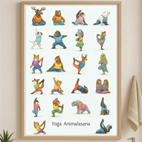 Affiche imprimable Yoga Animalasana - Animaux mignons en position de yoga, décoration murale pour enfants et passionnés de yoga (lot de 1 pièce)