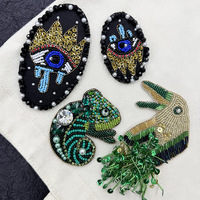 Patchs brodés 3D faits main en PVC perlé à coudre, motifs animaux (caméléon, oiseau), à pampilles, ou en forme de médaille, pour la décoration de vêtements, chaussures et sacs