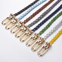 Ceinture en cuir PU tressée étroite et décontractée pour filles, avec boucle en alliage tissée à anneau en O, pour robe, jean, jupe, pantalon, 110-130cm, Chine