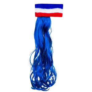 Pelucas personalizadas para aficionados del fútbol, fábrica China, <span class=keywords><strong>80s</strong></span>, mullet azul, peluca con banda - Product Image 6