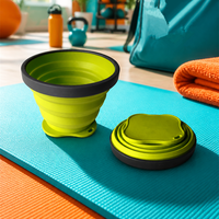 Juego de Utensilios de Cocina Plegables de Silicona Ligeros para Exteriores, Resistentes al Calor, Kit de Cocina Portátil para Camping, Olla, Tetera y Tazón para Picnic