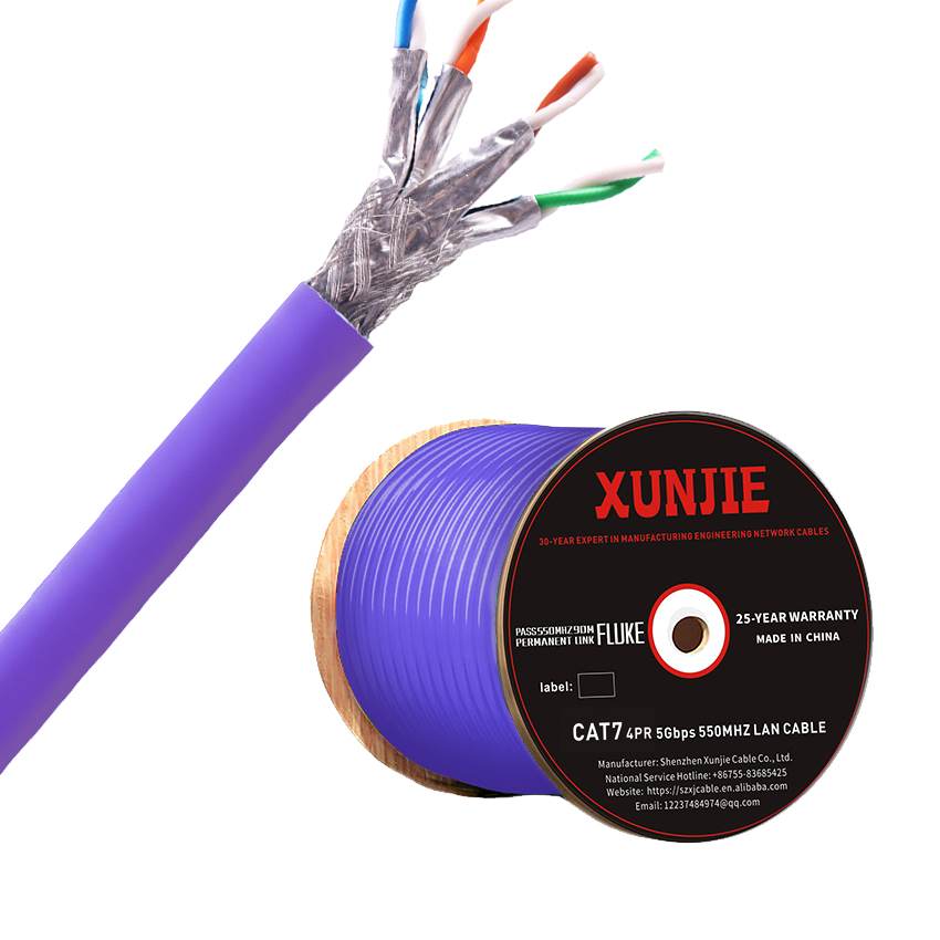 Сплошной медный сетевой кабель с оплеткой Cat7 SFTP Ethernet LAN кабель Cat7 сетевой кабель