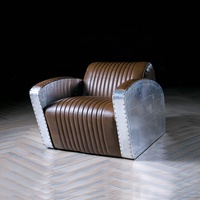 Fauteuil industriel en aluminium pour salon, fauteuil aviateur, canapé individuel