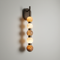 Lampe murale en albâtre naturel personnalisée, luminaire mural en métal multi-sphères pour la décoration intérieure européenne