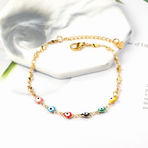 Chaîne de cheville pour femme en acier inoxydable plaqué or 18 carats avec yeux colorés, cadeau d'été pour femme - Product Image 5
