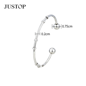 Bracelet manchette tendance en acier inoxydable à motif floral JUSTOP, bijou romantique en alliage pour femme - Product Image 5