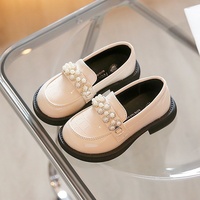 Mocassins en cuir PU de haute qualité pour enfants, respirants, à bout rond, à enfiler, avec perles, chaussures décontractées antidérapantes à plateforme pour filles