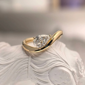 18K Gold Vintage Premium Twisted Filled Lab-grown Diamond Marquise Cut Color D Unisex <b>Ring</b> IGI Certified Trendy Jewelry - Product Image 3