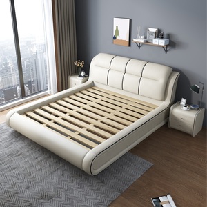 Hochwertiges Erwachsenen-Schlafzimmer <span class=keywords><strong>Queen</strong></span>-<span class=keywords><strong>Size</strong></span>-Bettgestell 1,8m Doppelbett Blaues Leder Modernes Luxuriöses Weiches Italienisches Bett Mit Stauraum - Product Image 2