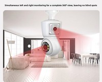 Caméra de sécurité intérieure IP panoramique PTZ double objectif E27 WiFi 2MP+2MP 4MP 355° avec stockage sur carte mémoire H.265 pour la vente en gros