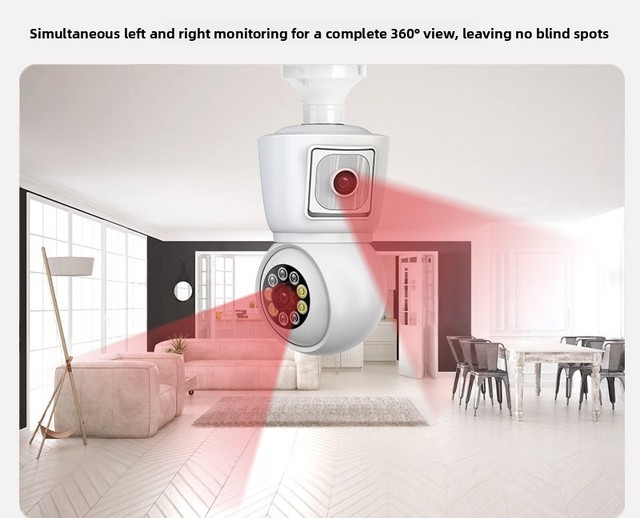 Wholesale Dual Lens E27 Bulb Camera WiFi 2MP+2MP 4MP 355 Panoramic PTZ IP Indoor Security Camera Memory Card Storage H.265