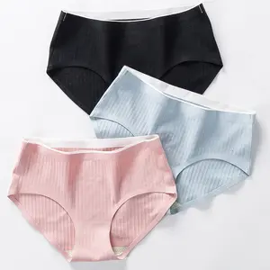 Người Phụ Nữ Quần Lót Liền Mạch Cotton Màu Rắn Giữa Eo Quần Lót Laser Cut Traceless Woman Panty