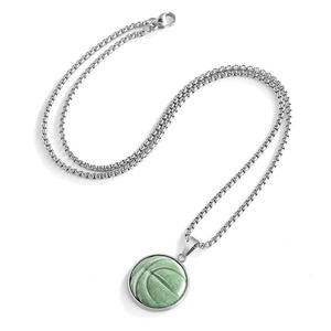 Pendentif en jadéite naturelle, football, basketball, volley-ball, argent S925, unisexe, design original, bijoux fins, colliers D1063 - Product Image 3