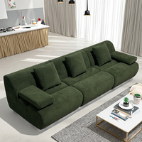 Canapé-Lit Modulaire de Style Européen en Mousse Compressée, Ensemble Canapé Sectionnel en Velours pour Appartement, Villa & École, Matériau Tissu