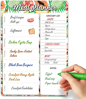 Planificateur de repas magnétique pour réfrigérateur A4-8.5x12, menu hebdomadaire, tableau effaçable à sec, forme écologique pour la cuisine