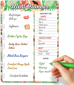 Planificateur de repas magnétique pour réfrigérateur A4-8.5x12, menu hebdomadaire, tableau effaçable à sec, forme écologique pour la cuisine - Product Image 1