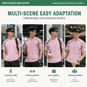 เสื้อยืดแขนสั้นลายพรางสีชมพูแบบกำหนดเอง ผ้าคอตตอนผสม 240 กรัม แห้งเร็ว สไตล์สตรีทแวร์ สำหรับผู้ชาย เสื้อผ้ากีฬาฤดูร้อน ผู้จำหน่าย - Product Image 4