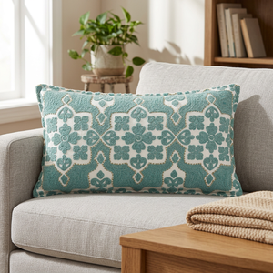 Precioso patrón Floral bordado a mano algodón Lumbar funda de almohada para el hogar Hotel Hospital uso-elegante respaldo decorativo - Product Image 2