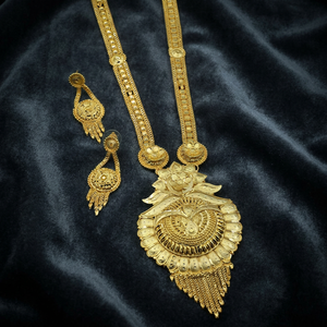 Collares Largos de Oro Micronizado de 14K, 18K y 24K al por Mayor, Conjunto de Joyería de Moda, Conjunto de Joyería con Diseño Floral Tradicional en Oro Micronizado - Product Image 1