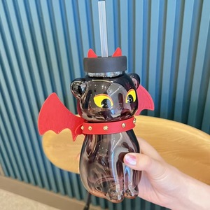 Kreativer Halloween-Cartoon Fliegende Schwarze Katze Hochborosilikatglas Trinkbecher, Festtagsgeschenk Trinkbecher - Product Image 5