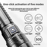 Projecteur LED rechargeable blanc, lampe torche en aluminium zoomable, tactique EDC, USB, étanche IP68, camping en plein air, faisceau de 1000 m